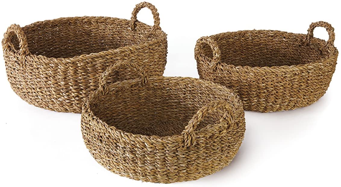 Set 3 Seagrass Baskets with Handles BK323136